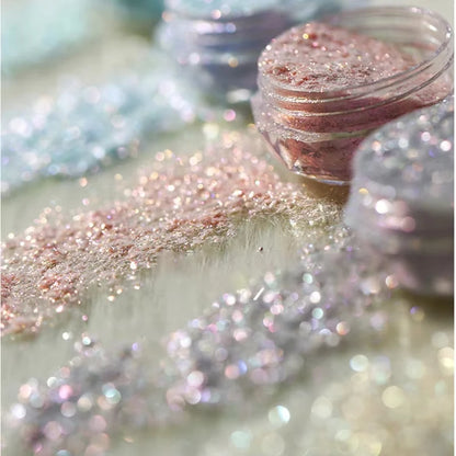 6 Color Opal Neon Iridescent Mirror Nail Glitter Powder Set