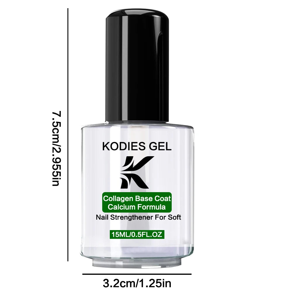 Kodies Gel nail polish bottle with measurements on a white background