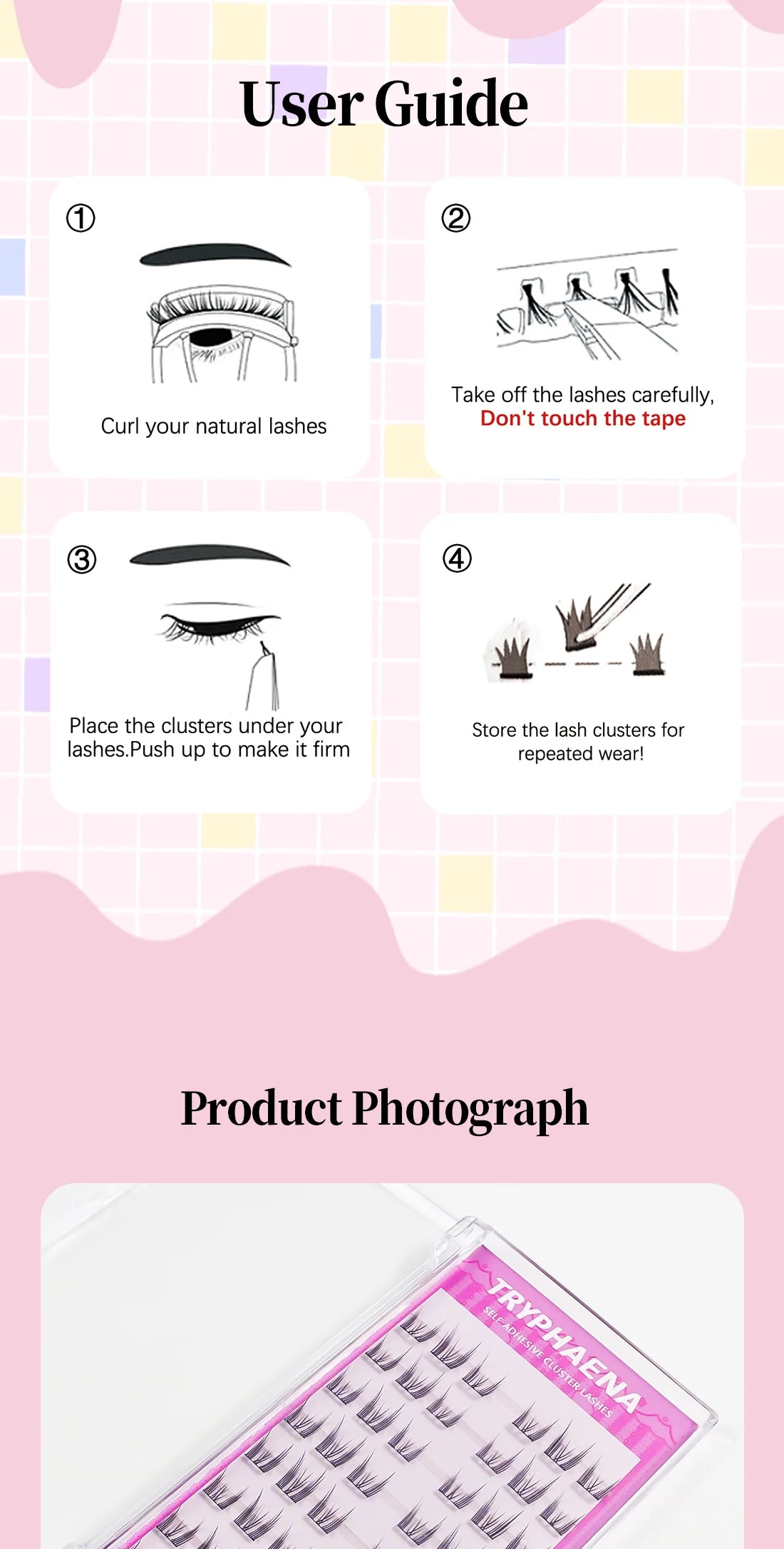 Self Adhesive Lash Cluster Set Korean Manga Style Natural Wispy Individual Eyelashes