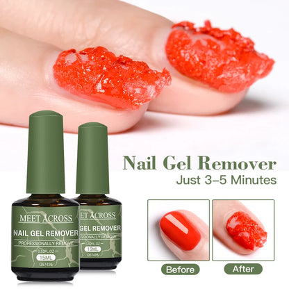 Nail gel remover with before and after effects on nails