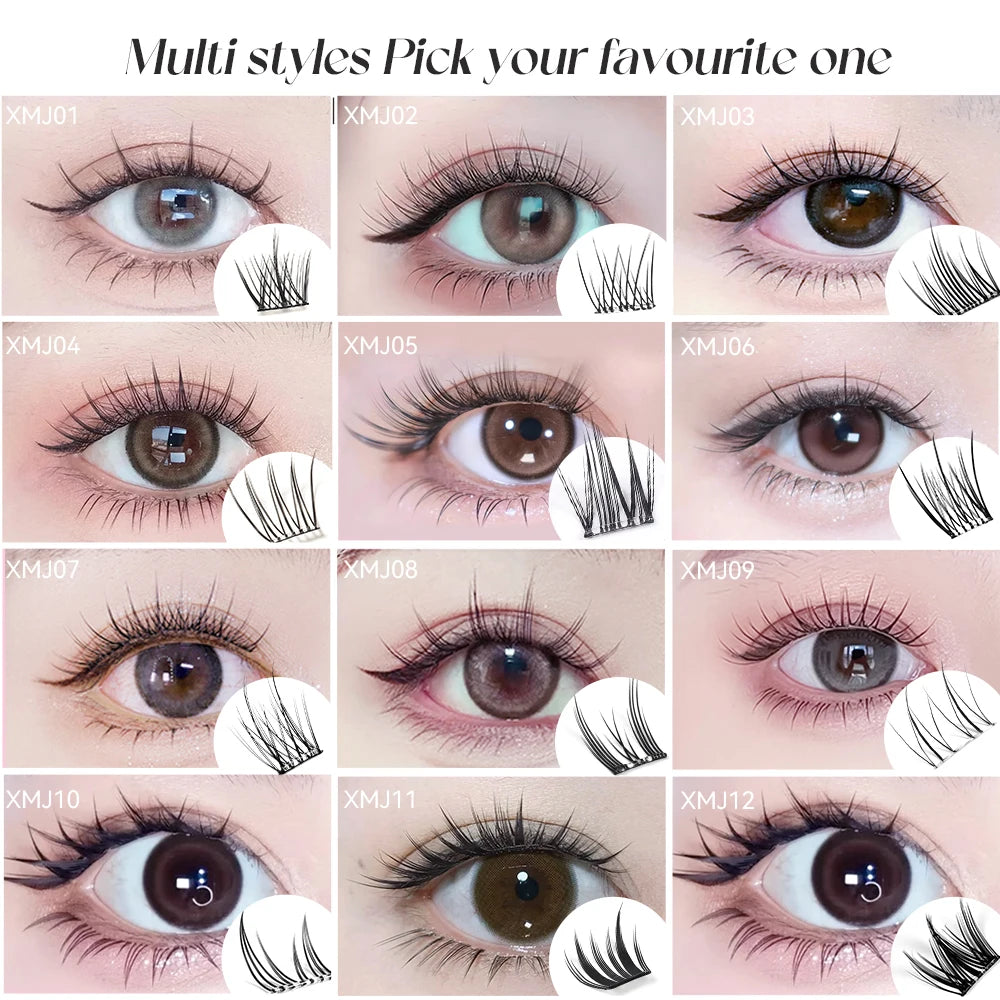 Yelix Self Adhesive Korean Manga Style Cluster Lashes 10 Row Natural Soft