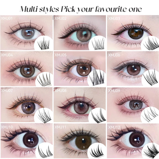 Yelix Self Adhesive Korean Manga Style Cluster Lashes 10 Row Natural Soft