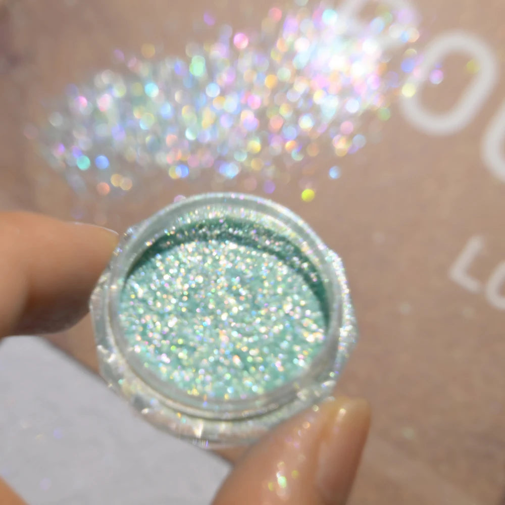 6 Color Opal Neon Iridescent Mirror Nail Glitter Powder Set