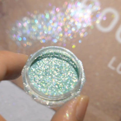 6 Color Opal Neon Iridescent Mirror Nail Glitter Powder Set