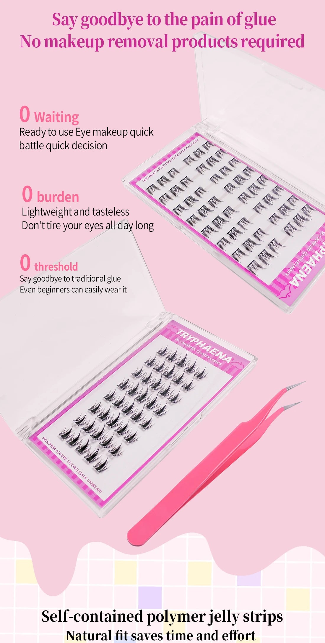 Self Adhesive Lash Cluster Set Korean Manga Style Natural Wispy Individual Eyelashes