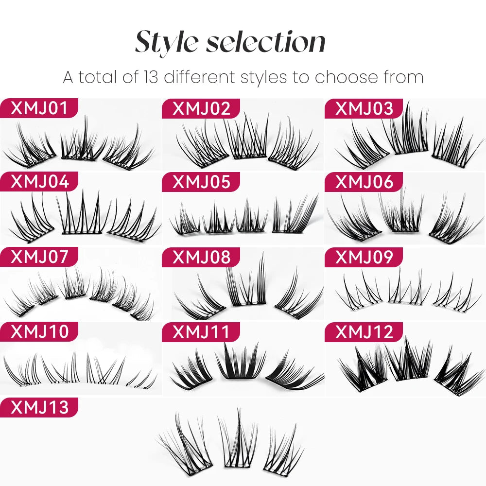 Yelix Self Adhesive Korean Manga Style Cluster Lashes 10 Row Natural Soft