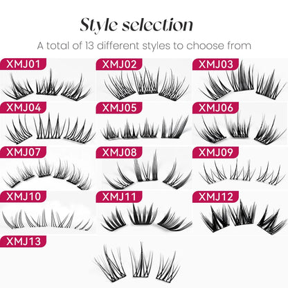 Yelix Self Adhesive Korean Manga Style Cluster Lashes 10 Row Natural Soft