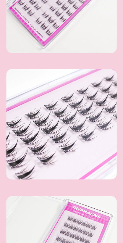 Self Adhesive Lash Cluster Set Korean Manga Style Natural Wispy Individual Eyelashes