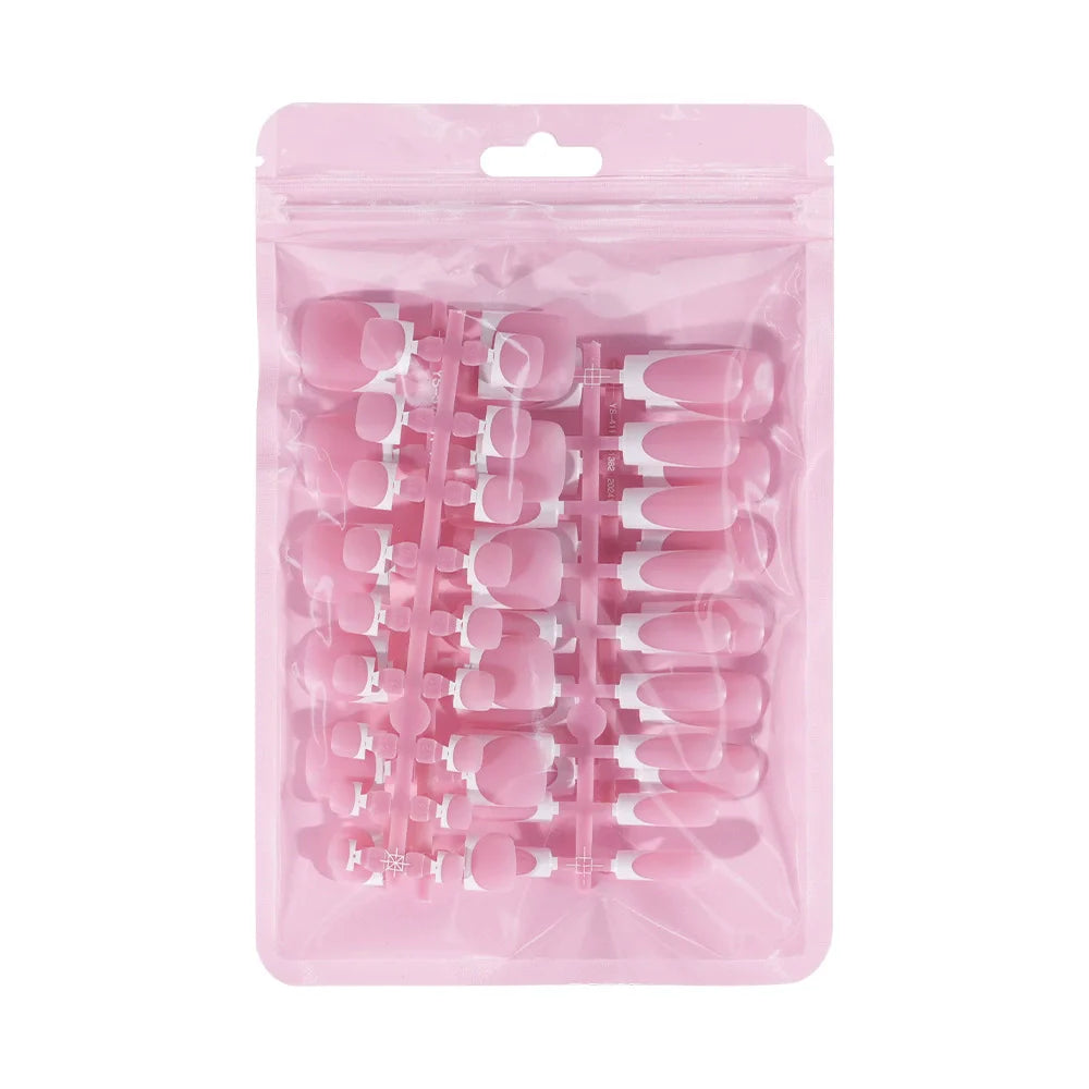 60 Piece Short French Tip Press On Toenails Multicolor Set