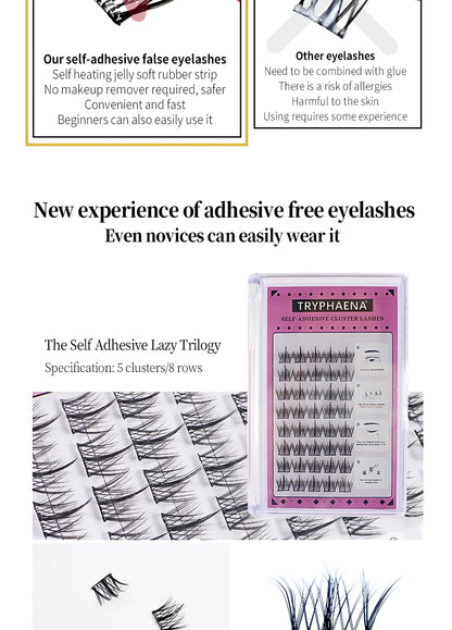 Self Adhesive Lash Cluster Set Korean Manga Style Natural Wispy Individual Eyelashes
