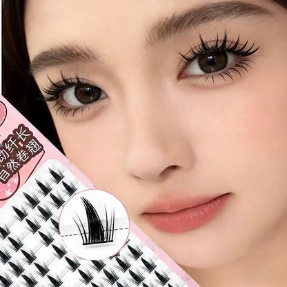 HISYI Self Adhesive Manga Style Cluster Lashes 10 Row Box Natural Look