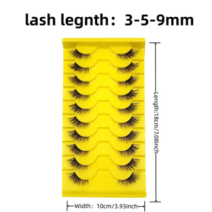10 Pair Elegant Wispy Cat Eye False Eyelashes Natural Fluffy Design