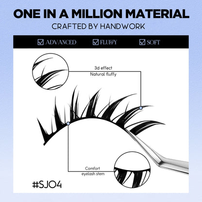 Lasvirey Cat Eye Manga Style False Eyelashes 3D Faux Mink Wispy Winged Design
