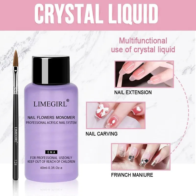 Acrylic Nail Powder and Liquid Monomer Manicure Kit for Nail Art