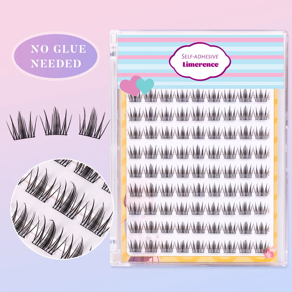 Self Adhesive No Glue Reusable Cluster False Eyelashes Natural Soft Lashes