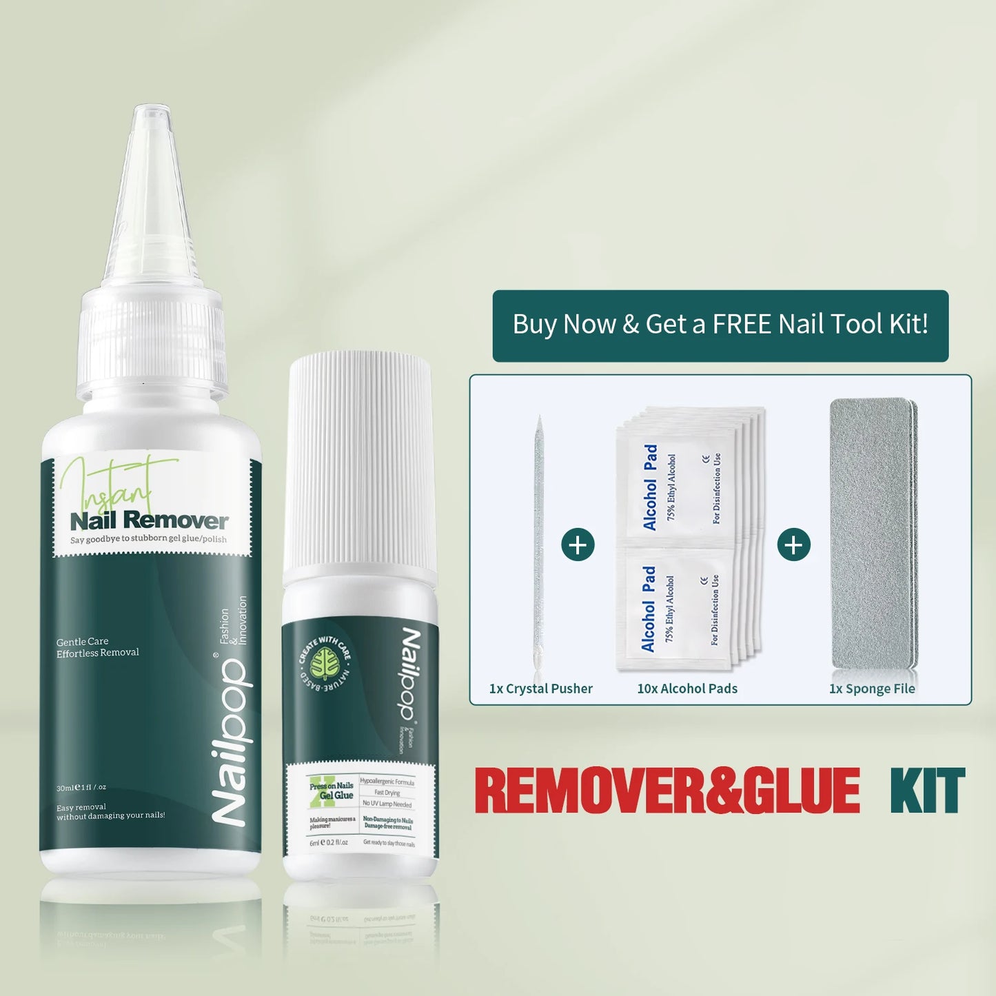 Press On Nail Glue and Remover Kit Fast Dry