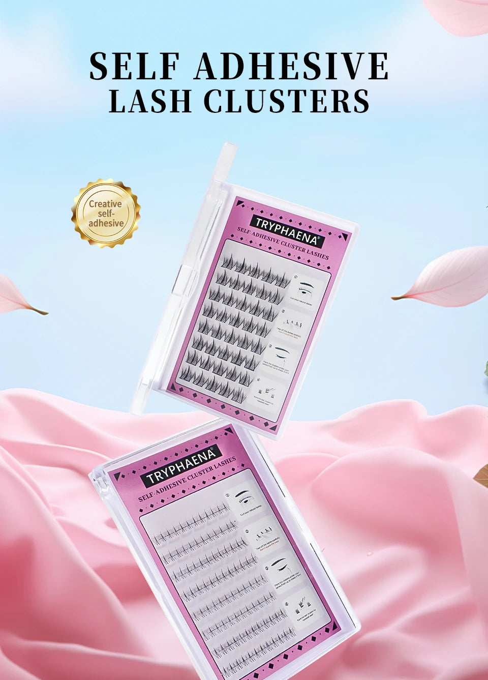 Self Adhesive Lash Cluster Set Korean Manga Style Natural Wispy Individual Eyelashes