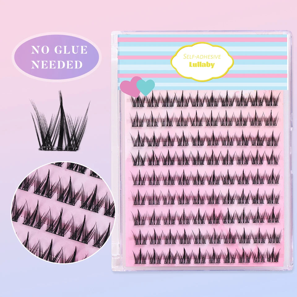 Self Adhesive No Glue Reusable Cluster False Eyelashes Natural Soft Lashes