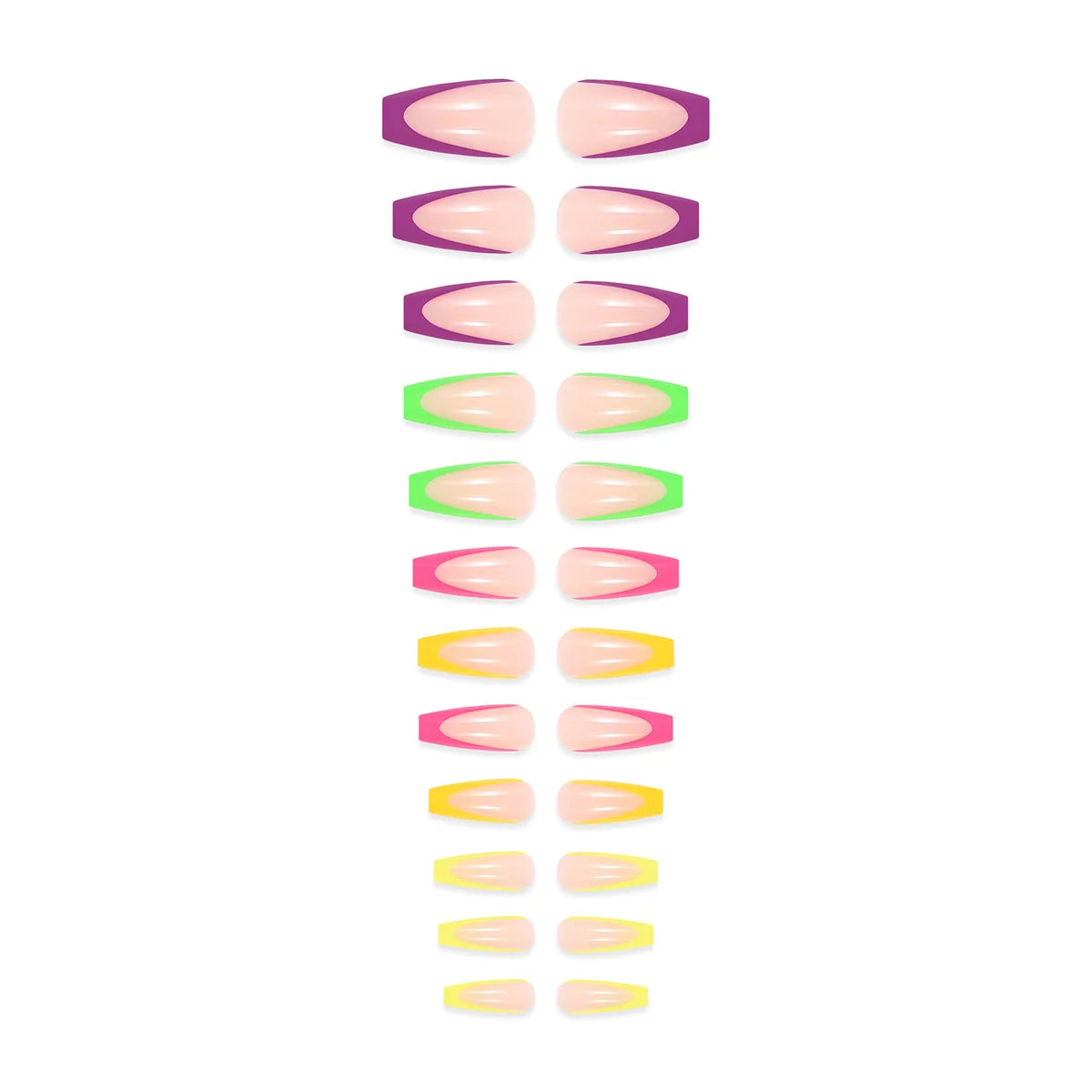 Set of colorful nail art stickers on a white background