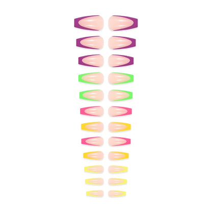Set of colorful nail art stickers on a white background