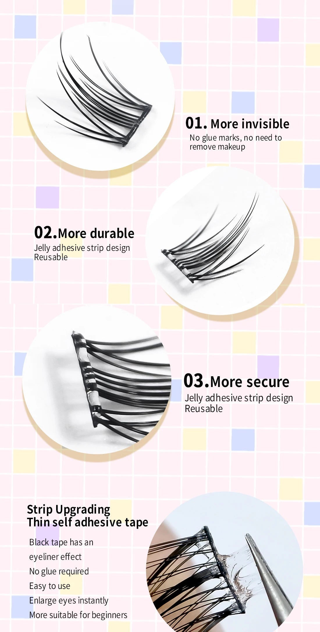 Self Adhesive Lash Cluster Set Korean Manga Style Natural Wispy Individual Eyelashes