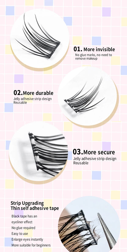 Self Adhesive Lash Cluster Set Korean Manga Style Natural Wispy Individual Eyelashes
