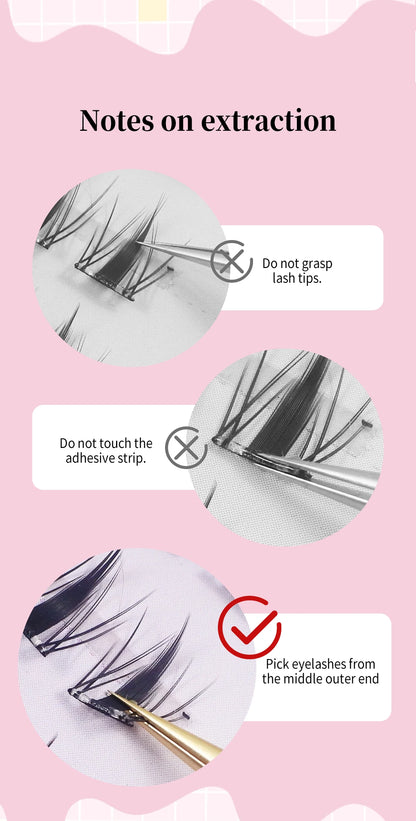 Self Adhesive Lash Cluster Set Korean Manga Style Natural Wispy Individual Eyelashes