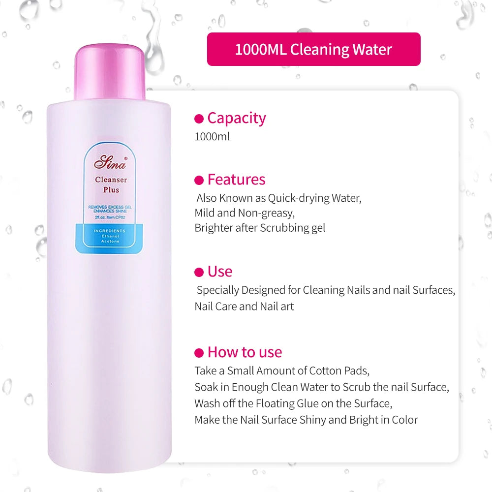 Bottle of cleaning water with product details on a white background