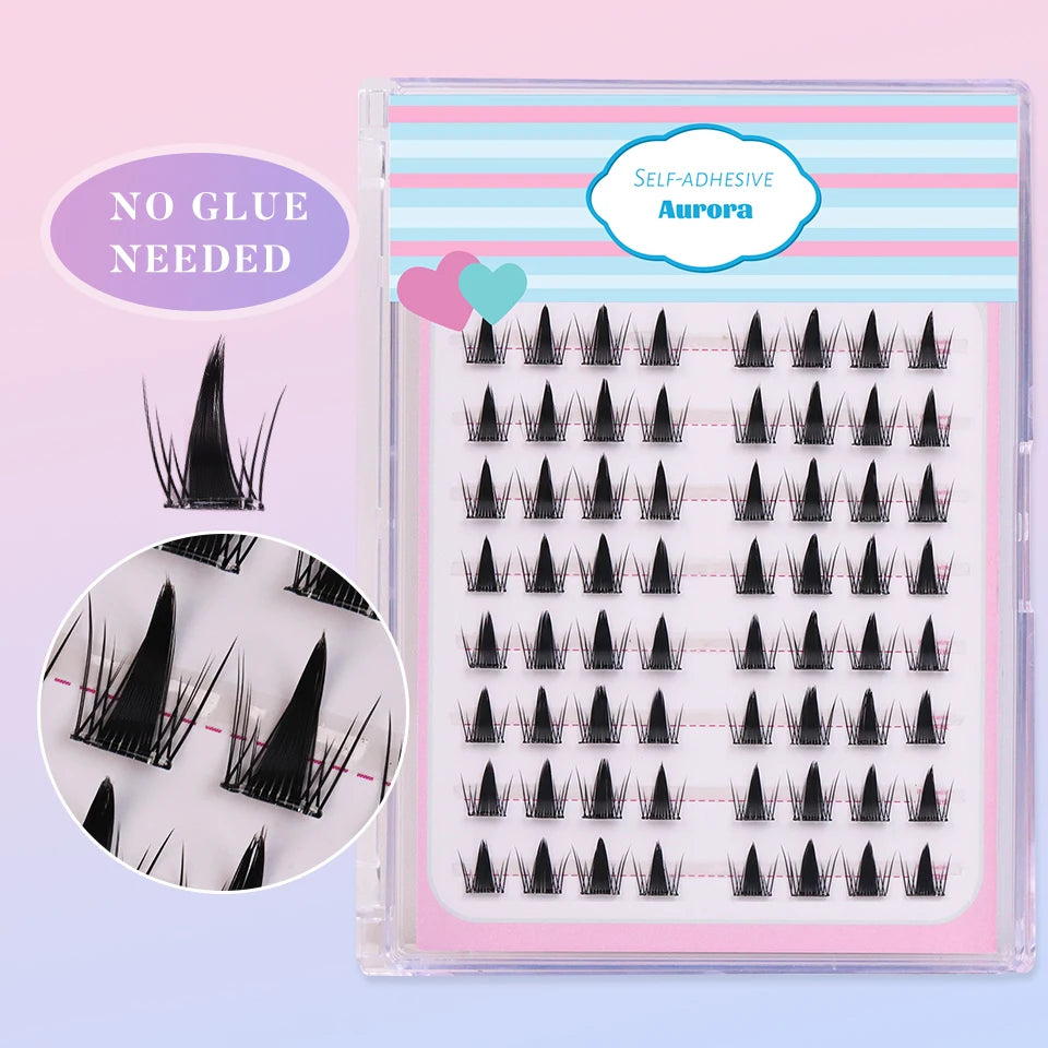 Self Adhesive No Glue Reusable Cluster False Eyelashes Natural Soft Lashes
