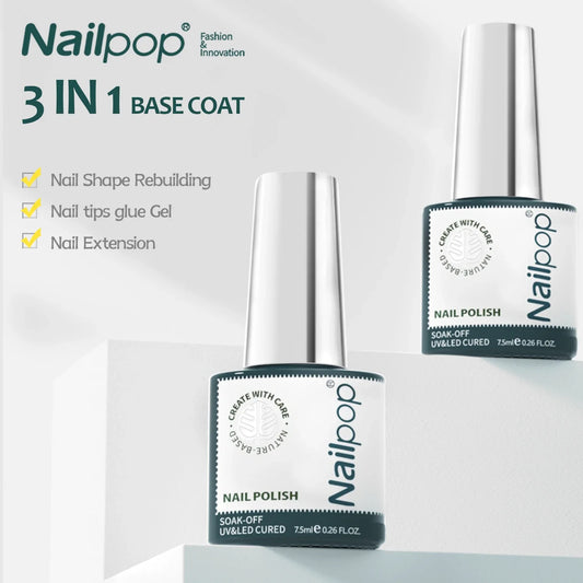 Nailpop nail polish bottles with text on a white background