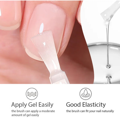 Nail care product application with text on ease of use and elasticity