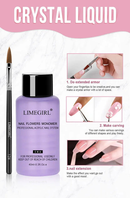 Acrylic Nail Powder and Liquid Monomer Manicure Kit for Nail Art