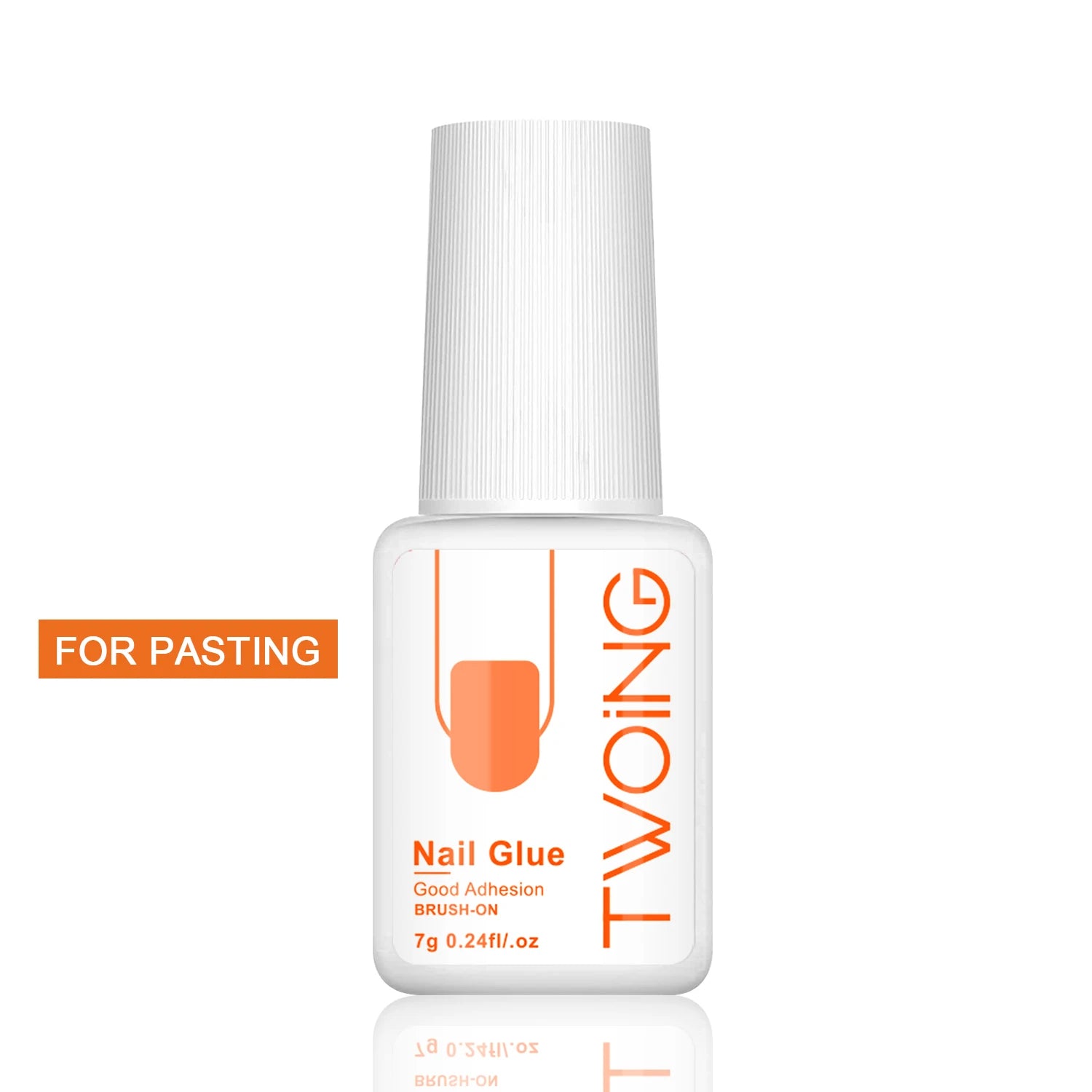 Nail glue bottle with 'TWOING' branding on a white background