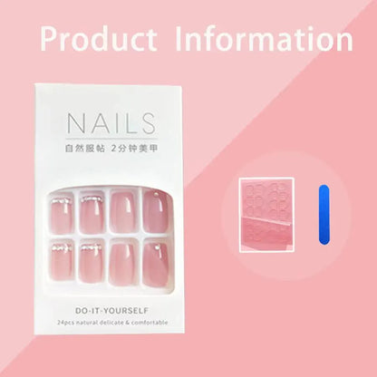 Nail art packaging with pink nails on a pink background