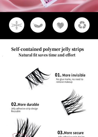 Self Adhesive Lash Cluster Set Korean Manga Style Natural Wispy Individual Eyelashes