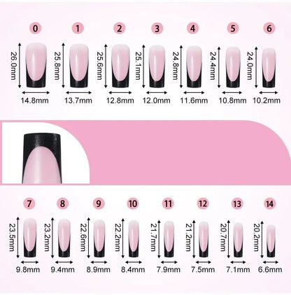 60 Piece Short French Tip Press On Toenails Multicolor Set
