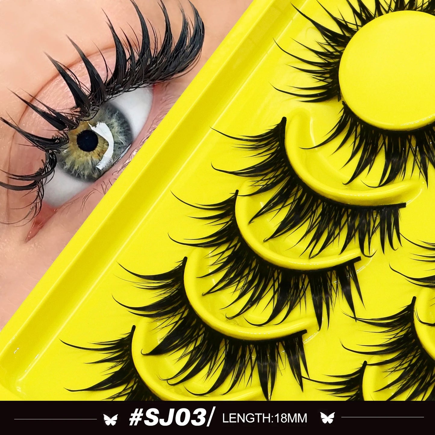 Lasvirey Cat Eye Manga Style False Eyelashes 3D Faux Mink Wispy Winged Design