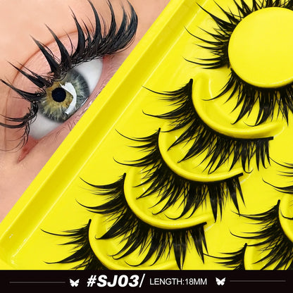 Lasvirey Cat Eye Manga Style False Eyelashes 3D Faux Mink Wispy Winged Design