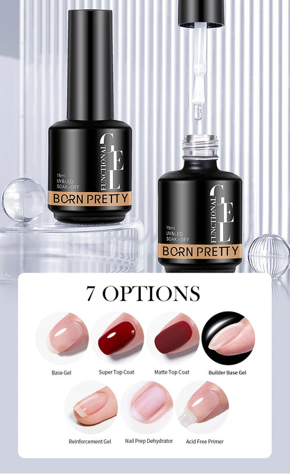 Born Pretty nail polish bottles with a color swatch card on a clear background