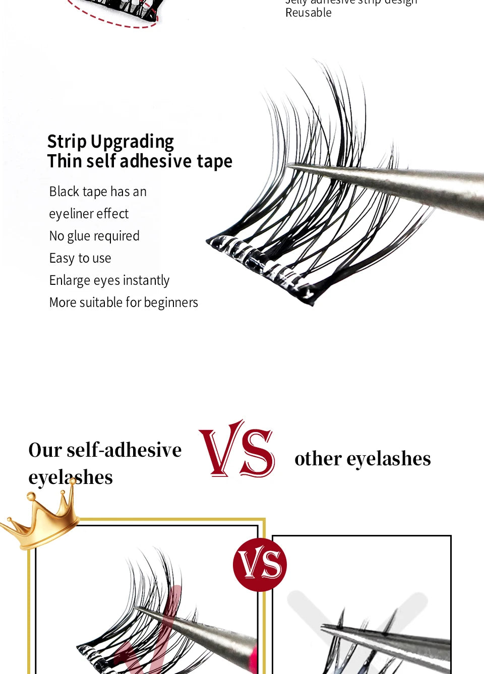 Self Adhesive Lash Cluster Set Korean Manga Style Natural Wispy Individual Eyelashes