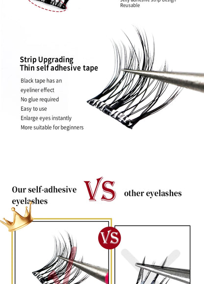 Self Adhesive Lash Cluster Set Korean Manga Style Natural Wispy Individual Eyelashes