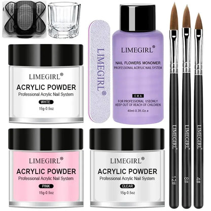 Acrylic Nail Powder and Liquid Monomer Manicure Kit for Nail Art