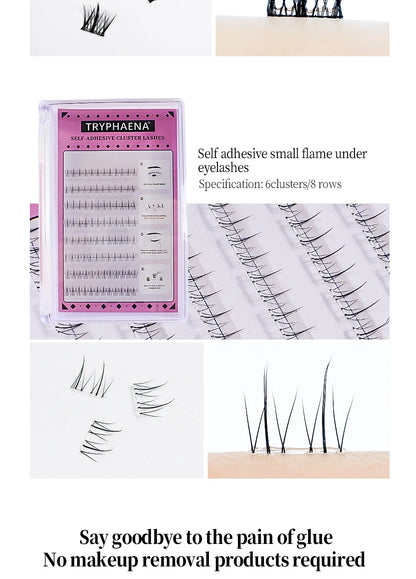 Self Adhesive Lash Cluster Set Korean Manga Style Natural Wispy Individual Eyelashes