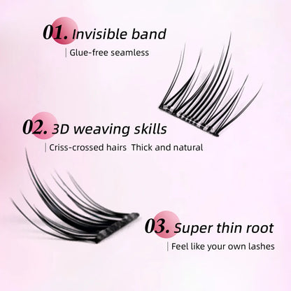 Yelix Self Adhesive Korean Manga Style Cluster Lashes 10 Row Natural Soft