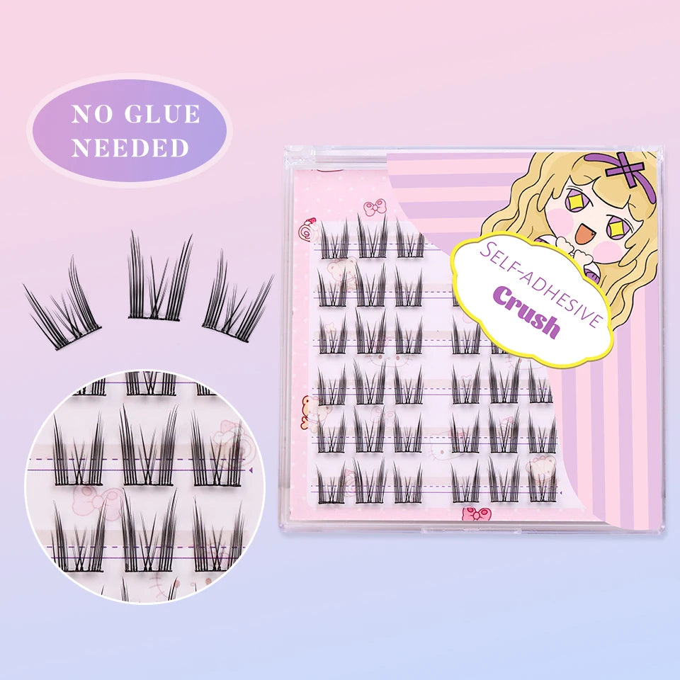 Self Adhesive No Glue Reusable Cluster False Eyelashes Natural Soft Lashes