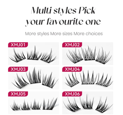 Yelix Self Adhesive Korean Manga Style Cluster Lashes 10 Row Natural Soft