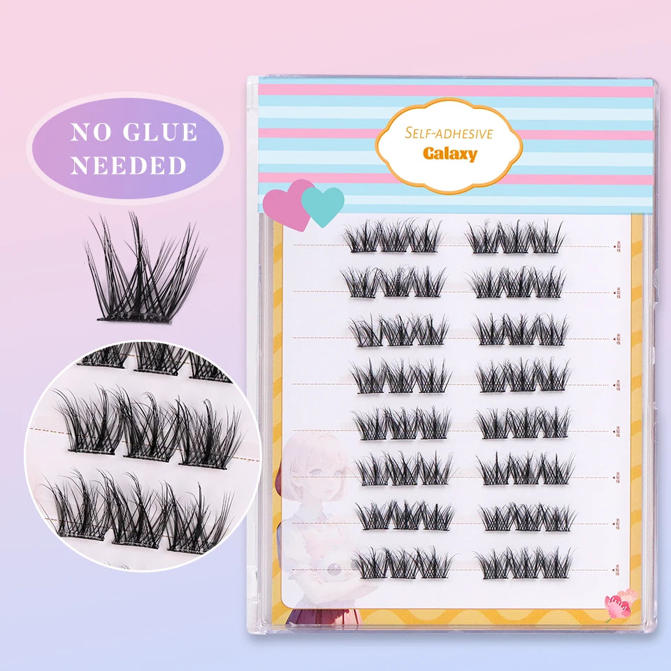 Self Adhesive No Glue Reusable Cluster False Eyelashes Natural Soft Lashes