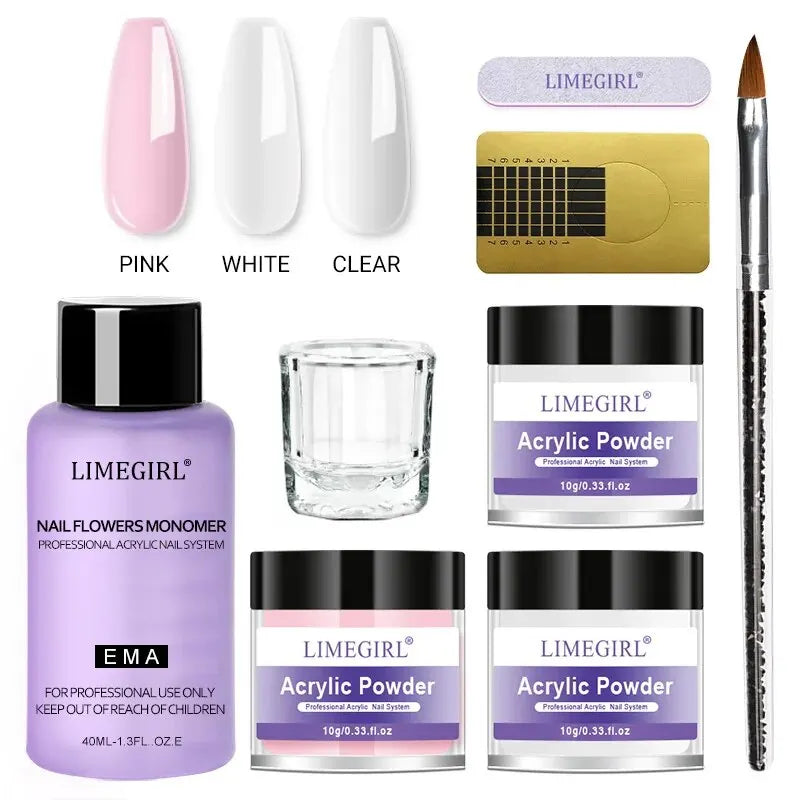 Acrylic Nail Powder and Liquid Monomer Manicure Kit for Nail Art