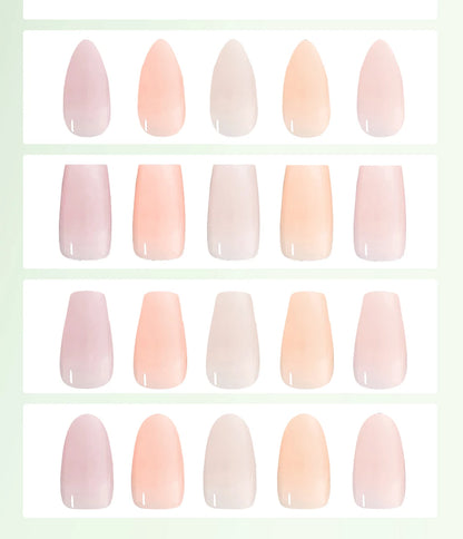 Set of pink and beige nail polish swatches on a white background