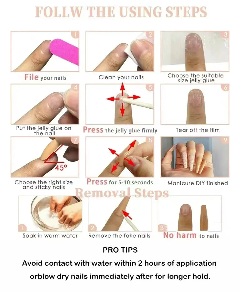 French Tip Press On Nails Classic Full Cover 24 Pieces